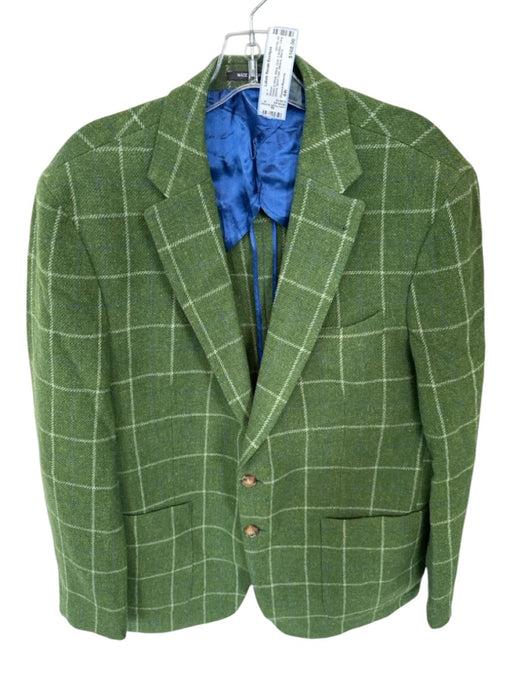 Onward Reserve Green & White Wool Grid 2 Button Sport Coat Men's Blazer Green & White / 44r