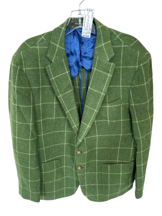 Onward Reserve Green & White Wool Grid 2 Button Sport Coat Men's Blazer Green & White / 44r