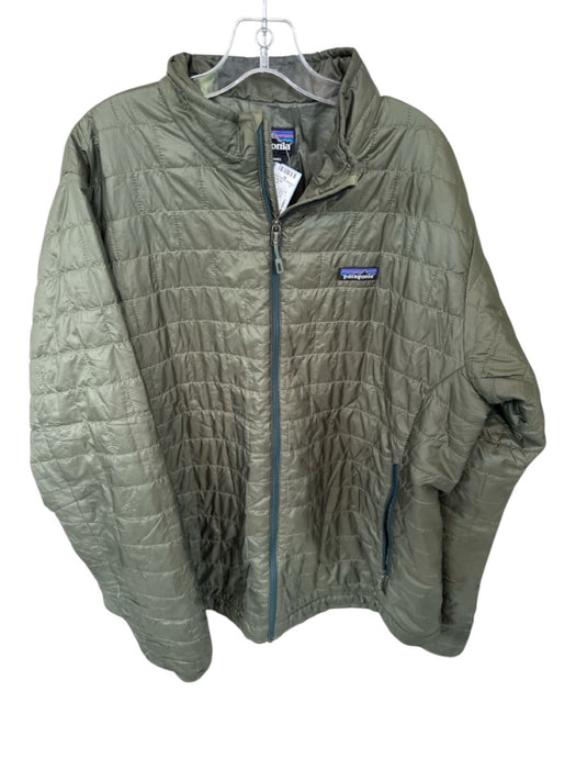 Patagonia Size XL Olive Green Recycled Polyester Quilted Full Zip Men's Jacket Olive Green / XL