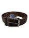 Torino Dark Brown Leather Woven Silver Hardware Men's Belt Dark Brown / 39