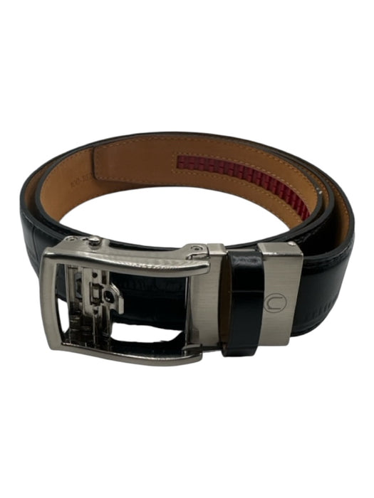 Nexbelt Black Leather Croc Embossed Silver Hardware Push Button Buckle Belt Black / One Size