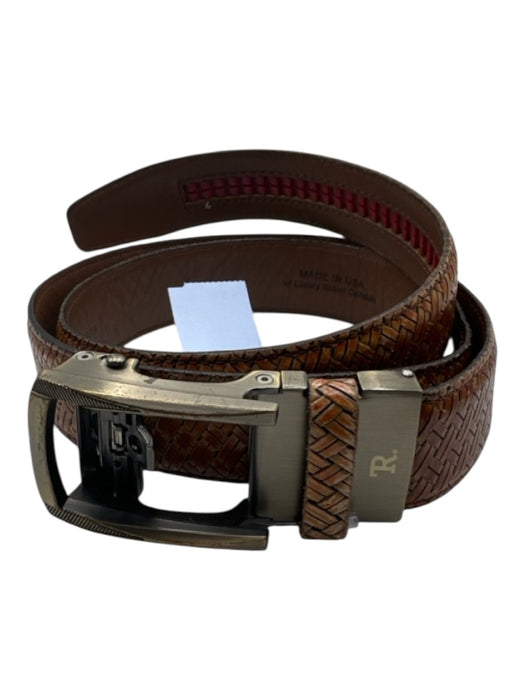 Nexbelt Burnt Orange Leather Woven Silver Hardware Push Button Buckle Men's Belt Burnt Orange / One Size