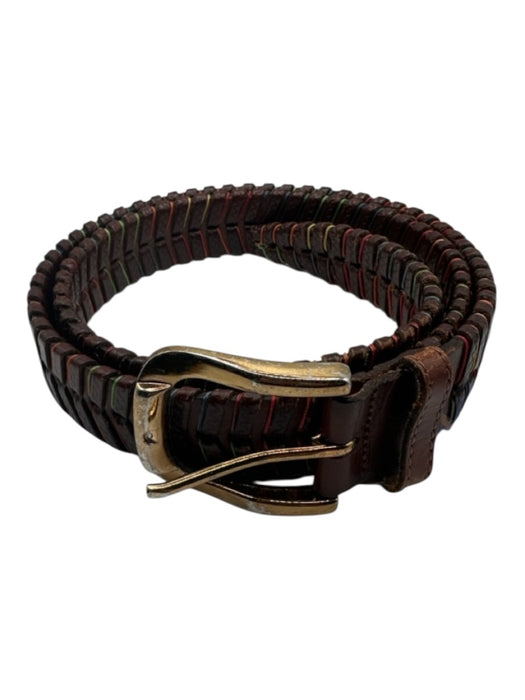 Martin Dingman Brown & Multi Leather Rainbow String Detail Gold Hardware Belt Brown & Multi / 38