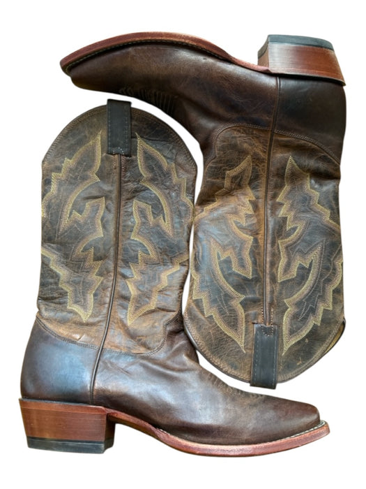 Justin Shoe Size 9.5 Brown Leather Western Stitch Detail Heel Men's Boots Brown / 9.5