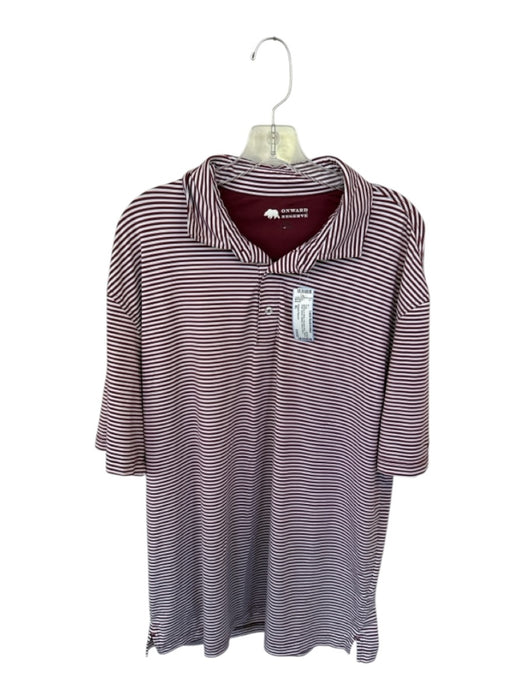 Onward Reserve Size XL Maroon & White Polyester Blend Striped Athletic Polo Maroon & White / XL