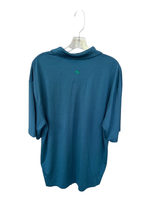 Onward Reserve Size XL Blue & Green Polyester Blend Striped Athletic Men's Polo Blue & Green / XL