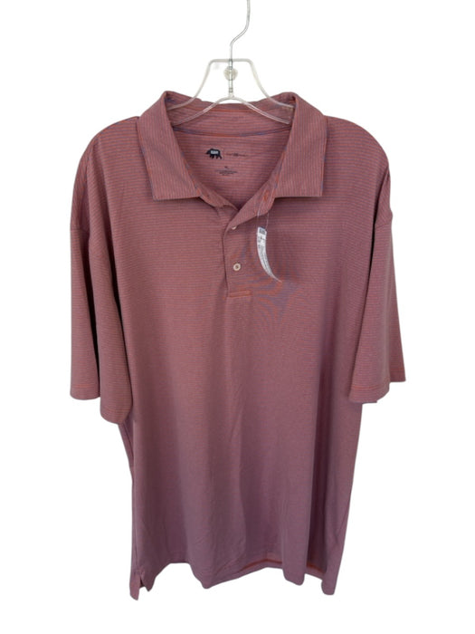 Onward Reserve Size XL Orange & Blue Polyester Blend Striped Athletic Men's Polo Orange & Blue / XL