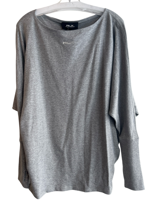 RLX Size L Gray Lyocell blend Round Neck Long Sleeve Ribbed Detail Top Gray / L