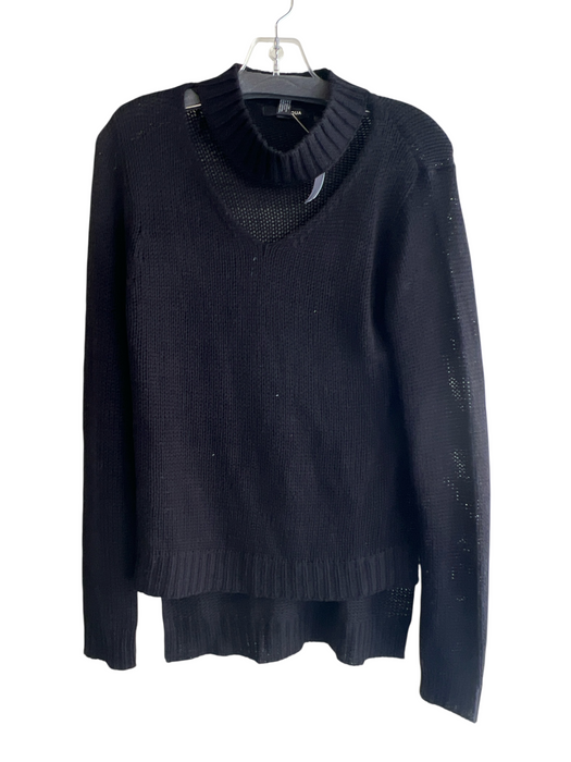 Aqua Size M Black Acrylic Chest Cutout Long Sleeve Knit Top Black / M