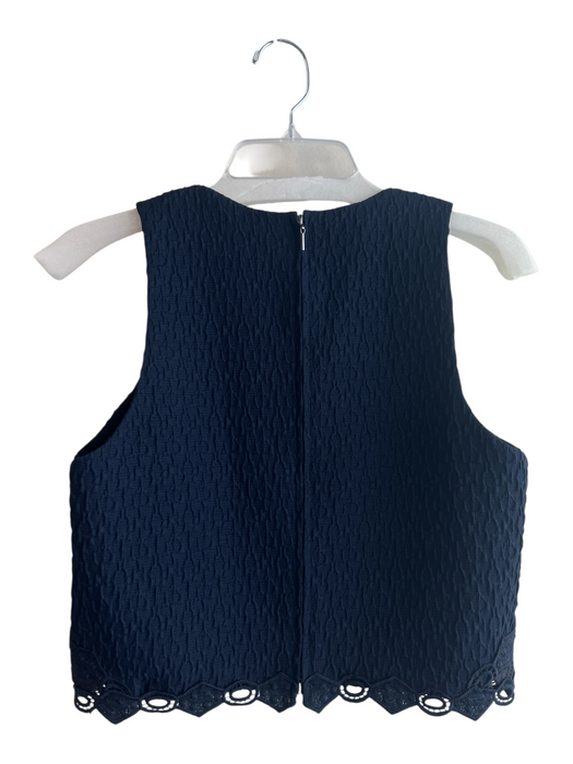 Rebecca Taylor Size 10 Navy Polyester Lace Overlay Sleeveless Back Zip Top Navy / 10