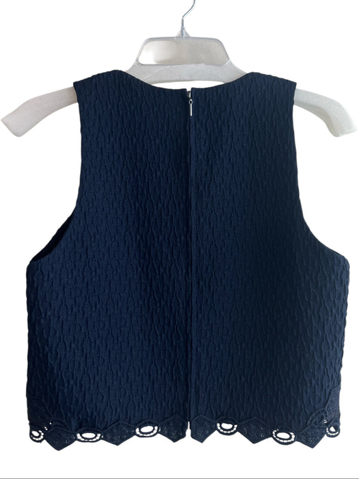 Rebecca Taylor Size 10 Navy Polyester Lace Overlay Sleeveless Back Zip Top Navy / 10