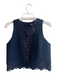 Rebecca Taylor Size 10 Navy Polyester Lace Overlay Sleeveless Back Zip Top Navy / 10