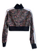Palm Angels Size L Black & Multi Polyester High Neck Zip Front Floral Jacket Black & Multi / L