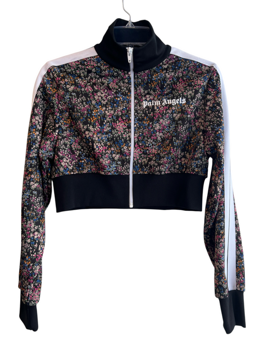 Palm Angels Size L Black & Multi Polyester High Neck Zip Front Floral Jacket Black & Multi / L