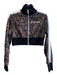Palm Angels Size L Black & Multi Polyester High Neck Zip Front Floral Jacket Black & Multi / L