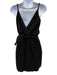 YFB Size S Black Tencel V Neck Wrap Mini Adjustable Strap Dress Black / S
