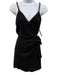 YFB Size S Black Tencel V Neck Wrap Mini Adjustable Strap Dress Black / S