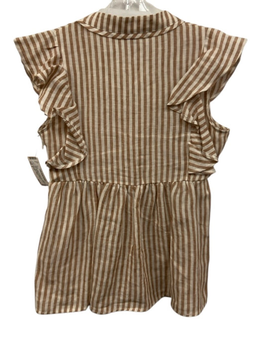 LaRoque Size S Brown & White No Fabric Tag Striped V Neck Sleeveless Dress Brown & White / S
