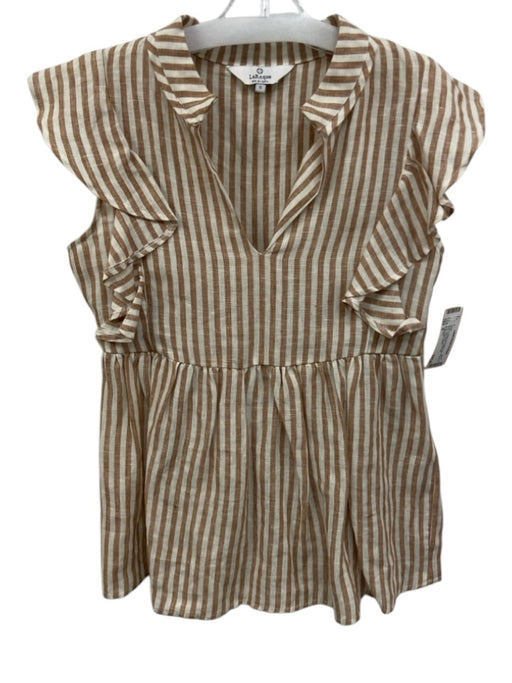 LaRoque Size S Brown & White No Fabric Tag Striped V Neck Sleeveless Dress Brown & White / S