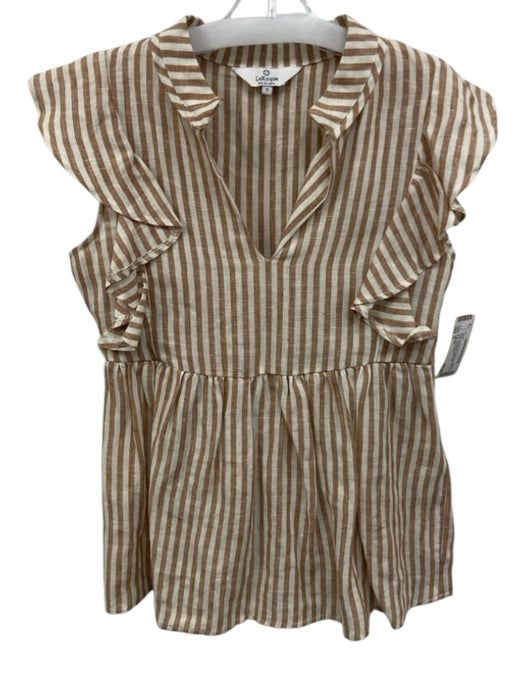 LaRoque Size S Brown & White No Fabric Tag Striped V Neck Sleeveless Dress Brown & White / S