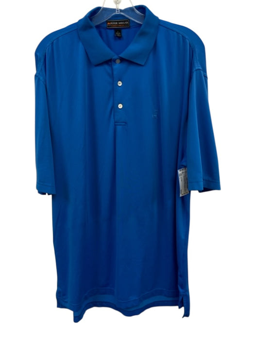 Peter Millar Size L Blue Polyester Polo Men's Short Sleeve Shirt Blue / L