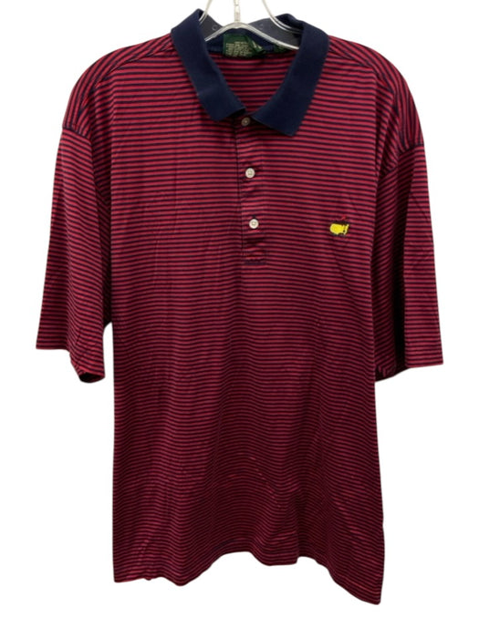 Amen Corner Size XL Red & Navy Cotton Striped Polo Men's Short Sleeve Shirt Red & Navy / XL
