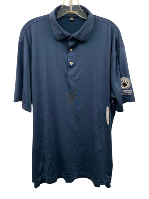 Peter Millar Size L Blue Polyester Polo Men's Short Sleeve Shirt Blue / L
