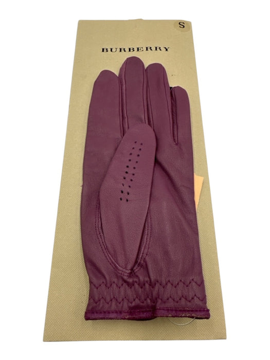 Burberry Purple Leather Elastane Nova Check Detail Velcro Golf Gloves Purple