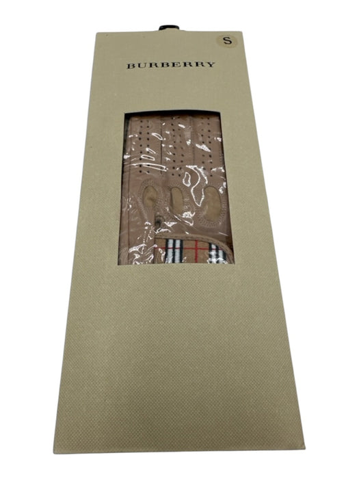 Burberry Beige Leather Elastane Nova Check Detail Velcro Golf Gloves Beige