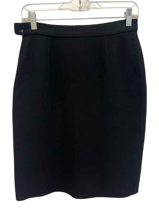 Valentino Size 8 Black Wool Blend Side Zip Pencil Skirt Black / 8