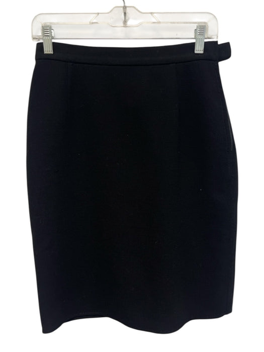 Valentino Size 8 Black Wool Blend Side Zip Pencil Skirt Black / 8