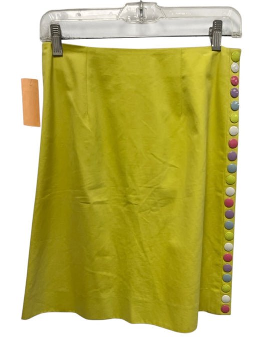 Moschino Cheap & Chic Size 6 Yellow & Multi Cotton A Line Button Detail Skirt Yellow & Multi / 6