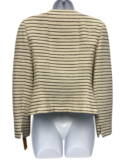 Chanel Size 40 Cream & Black Cotton Blend Mother of Pearl Buttons camelia Jacket Cream & Black / 40