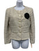 Chanel Size 40 Cream & Black Cotton Blend Mother of Pearl Buttons camelia Jacket Cream & Black / 40