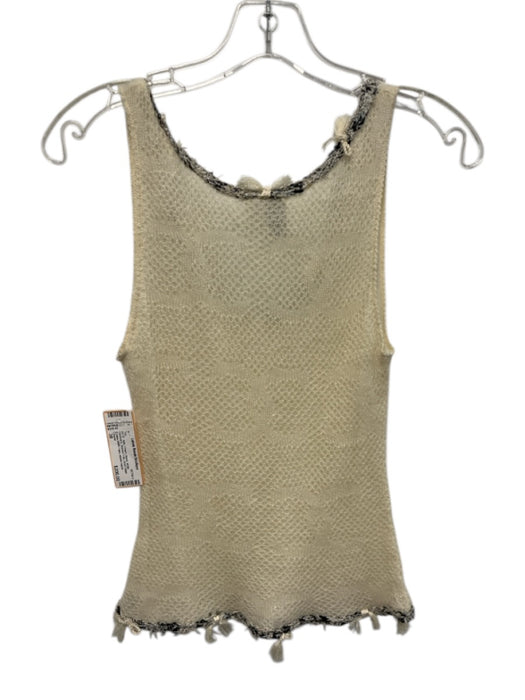 Chanel Size 38 Cream, Black, white Cashmere Braided Trim Knot Detail Top Cream, Black, white / 38
