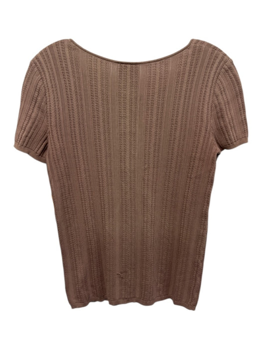 Chanel Size S Mauve Gray Cotton mixed knit CC Logo Round Neck Short Sleeve Top Mauve Gray / S