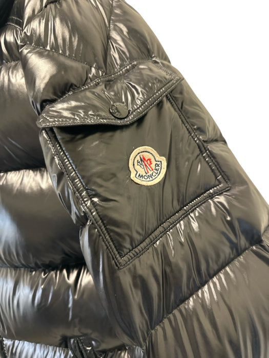 Moncler Size 4 Black Nylon Down Puffer Zip Up Detachable Hood Jacket Black / 4