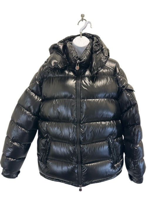 Moncler Size 4 Black Nylon Down Puffer Zip Up Detachable Hood Jacket Black / 4