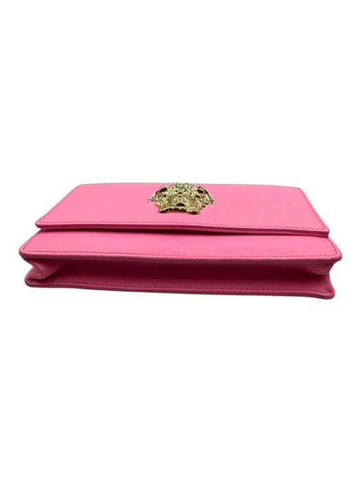 Versace Pink Leather Magnetic Flap Logo Crossbody Gold Hardware Bag Pink / S