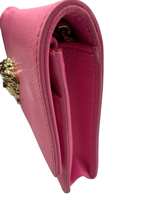 Versace Pink Leather Magnetic Flap Logo Crossbody Gold Hardware Bag Pink / S