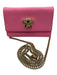 Versace Pink Leather Magnetic Flap Logo Crossbody Gold Hardware Bag Pink / S