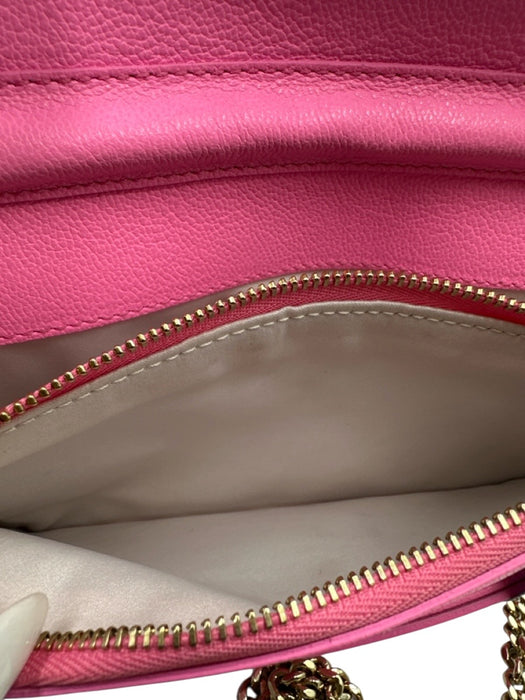 Versace Pink Leather Magnetic Flap Logo Crossbody Gold Hardware Bag Pink / S