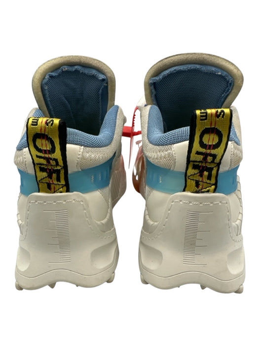 Off White Shoe Size 38 White, Light Blue & Green Leather Mesh Overlay Sneakers White, Light Blue & Green / 38