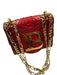 Balmain Red & Gold Snake Chain Strap Gold Logo Flap Shoulder Bag Bag Red & Gold / Small