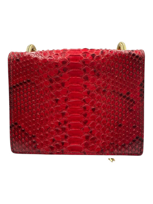 Balmain Red & Gold Snake Chain Strap Gold Logo Flap Shoulder Bag Bag Red & Gold / Small