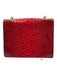 Balmain Red & Gold Snake Chain Strap Gold Logo Flap Shoulder Bag Bag Red & Gold / Small