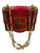 Balmain Red & Gold Snake Chain Strap Gold Logo Flap Shoulder Bag Bag Red & Gold / Small