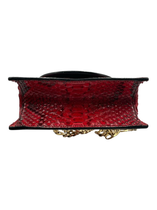 Balmain Red & Gold Snake Chain Strap Gold Logo Flap Shoulder Bag Bag Red & Gold / Small