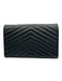 Yves Saint Laurent Black Leather Chevron Logo Hardware Detail Clutch Bag Black / Small