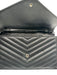 Yves Saint Laurent Black Leather Chevron Logo Hardware Detail Clutch Bag Black / Small
